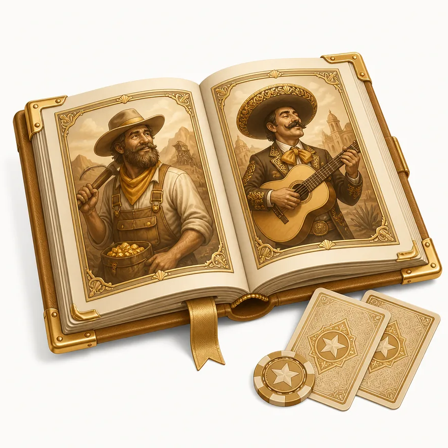 Open rulebook with cards — Spinfin