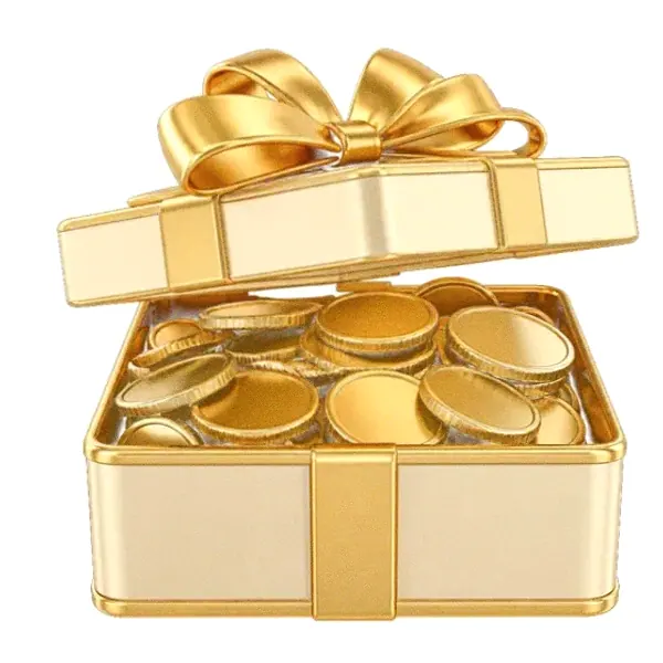 Gift box with coins — Spinfin