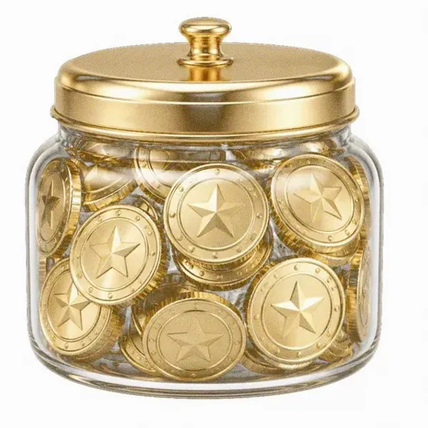 Coin-filled jar — Spinfin