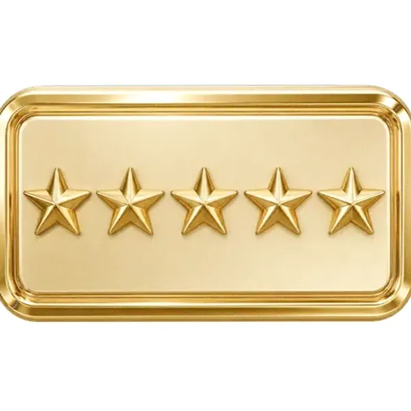 Five-star rating plaque — Spinfin