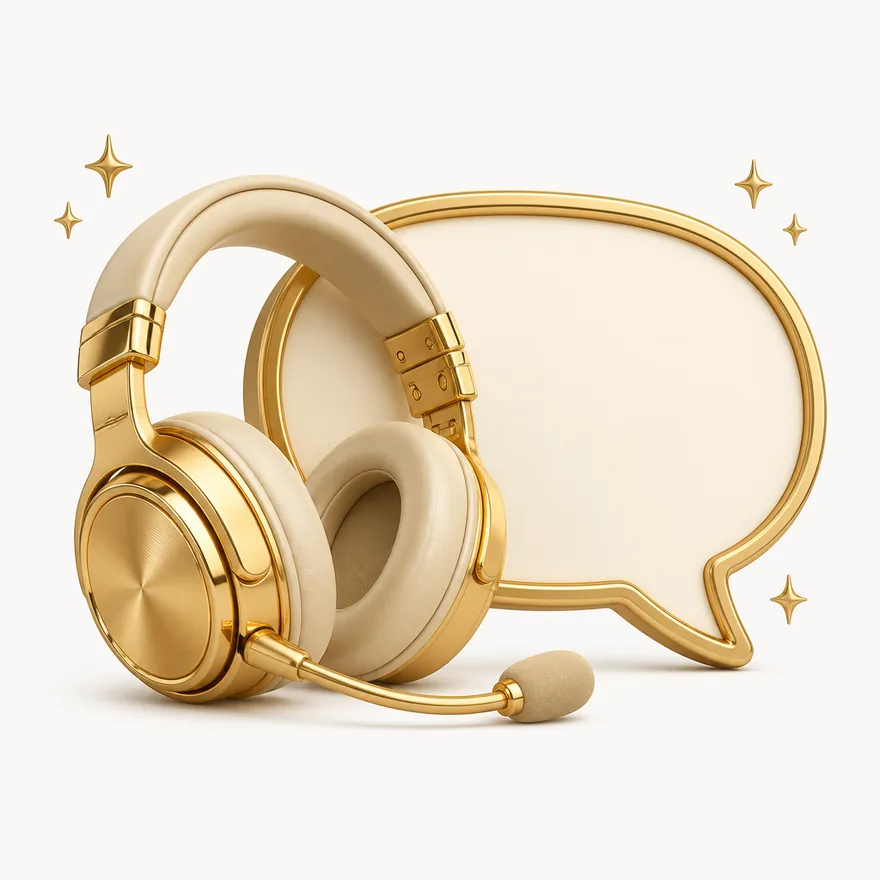 Headset with speech bubble — Spinfin